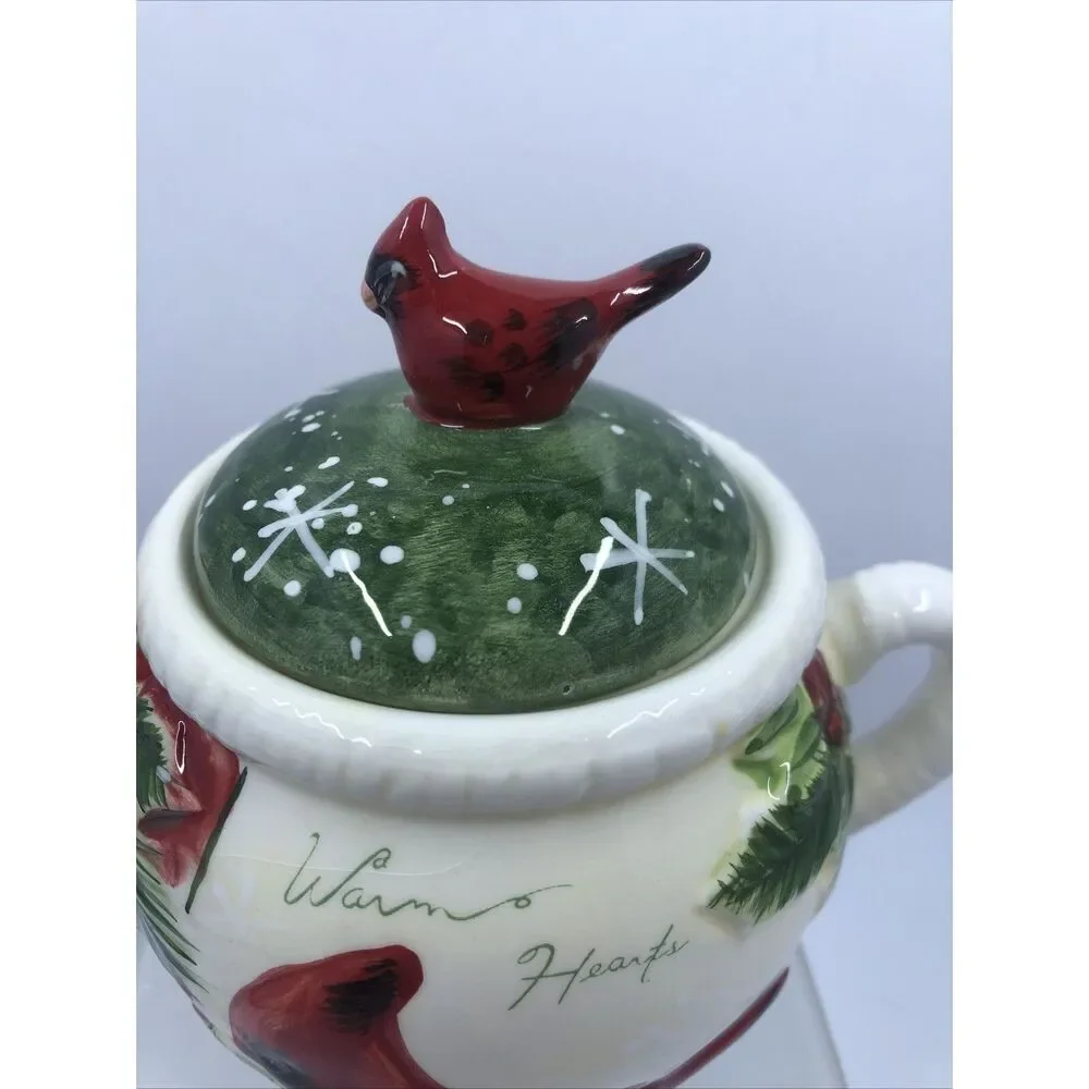 Yankee Candle Cardinal Christmas Warm Hearts Teapot Votive Holder